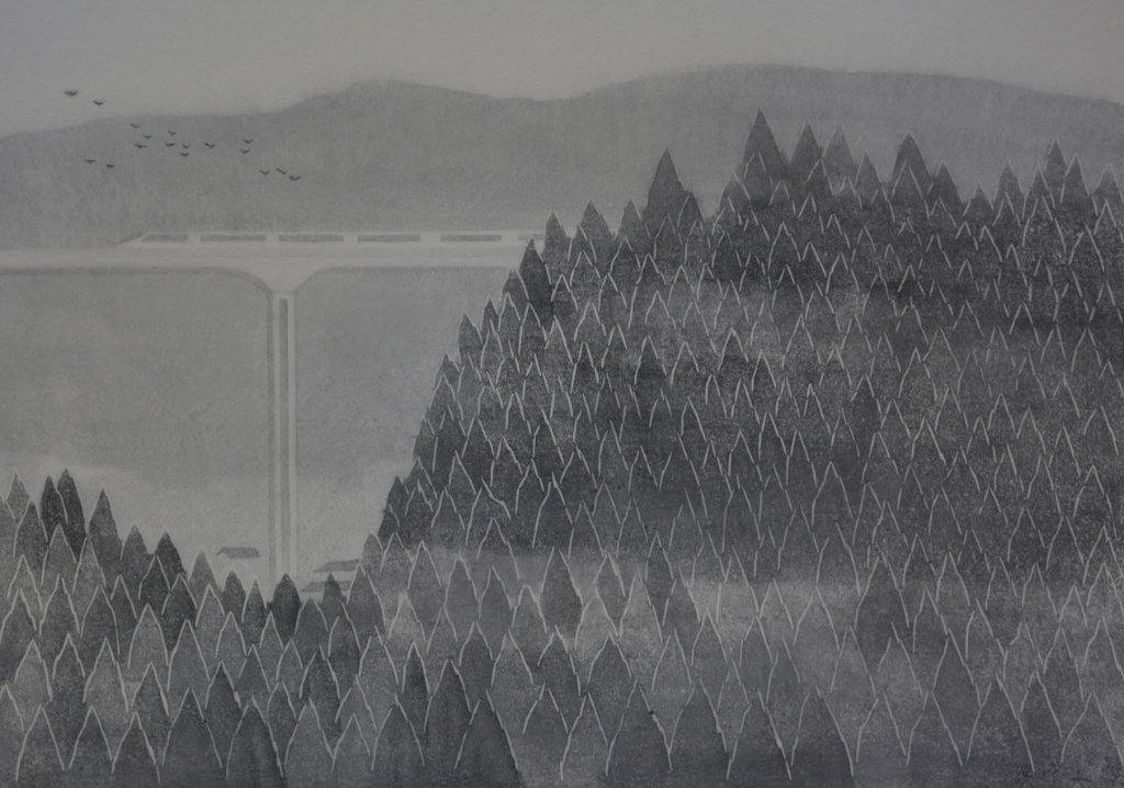 梁侃高路入云端版畫90&times;60CM.jpg