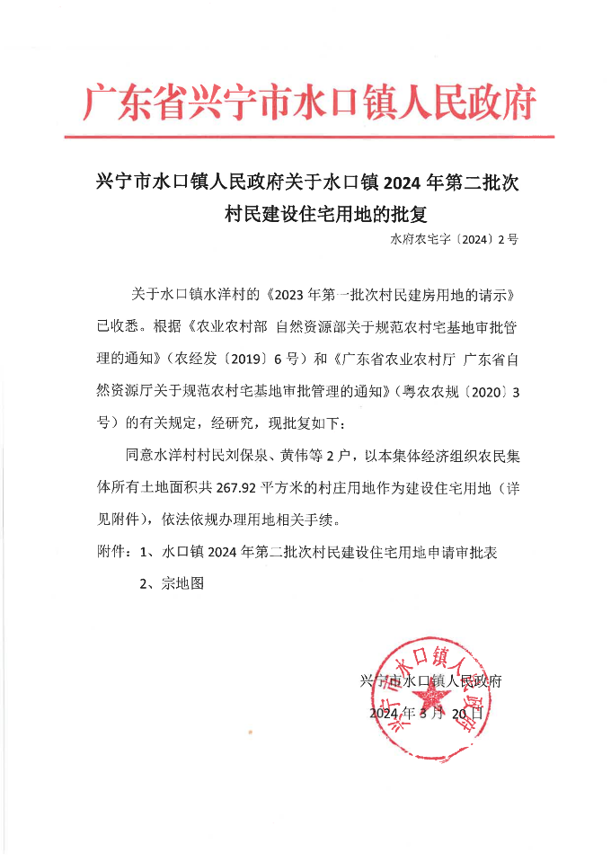 興寧市水口鎮(zhèn)人民政府關(guān)于水口鎮(zhèn)2024年第二批次村民建設(shè)住宅用地的批復(fù)_00.png
